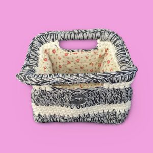 Small black and white crochet clutch bag #0037 - Image 4