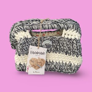 Small black and white crochet clutch bag #0037 - Image 5