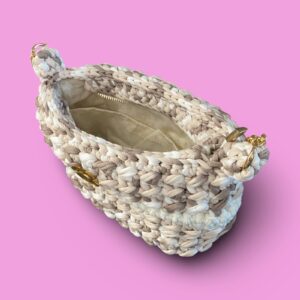 Beige and white multi crochet shoulder bag #0036 - Image 3
