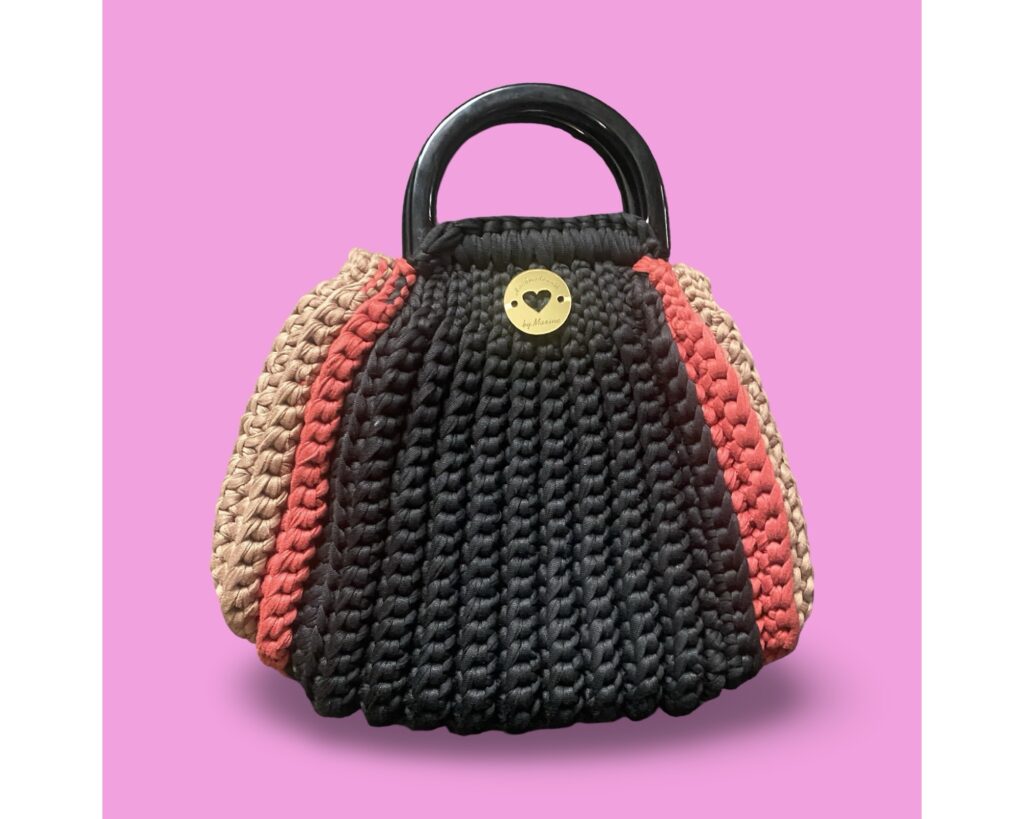 Handmade crochet multi colour handbag #0046