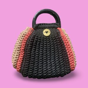 Handmade crochet multi colour handbag #0046