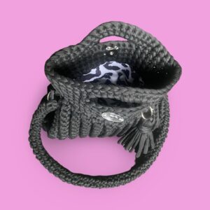 Handmade crochet black shoulder bag #0047 - Image 4