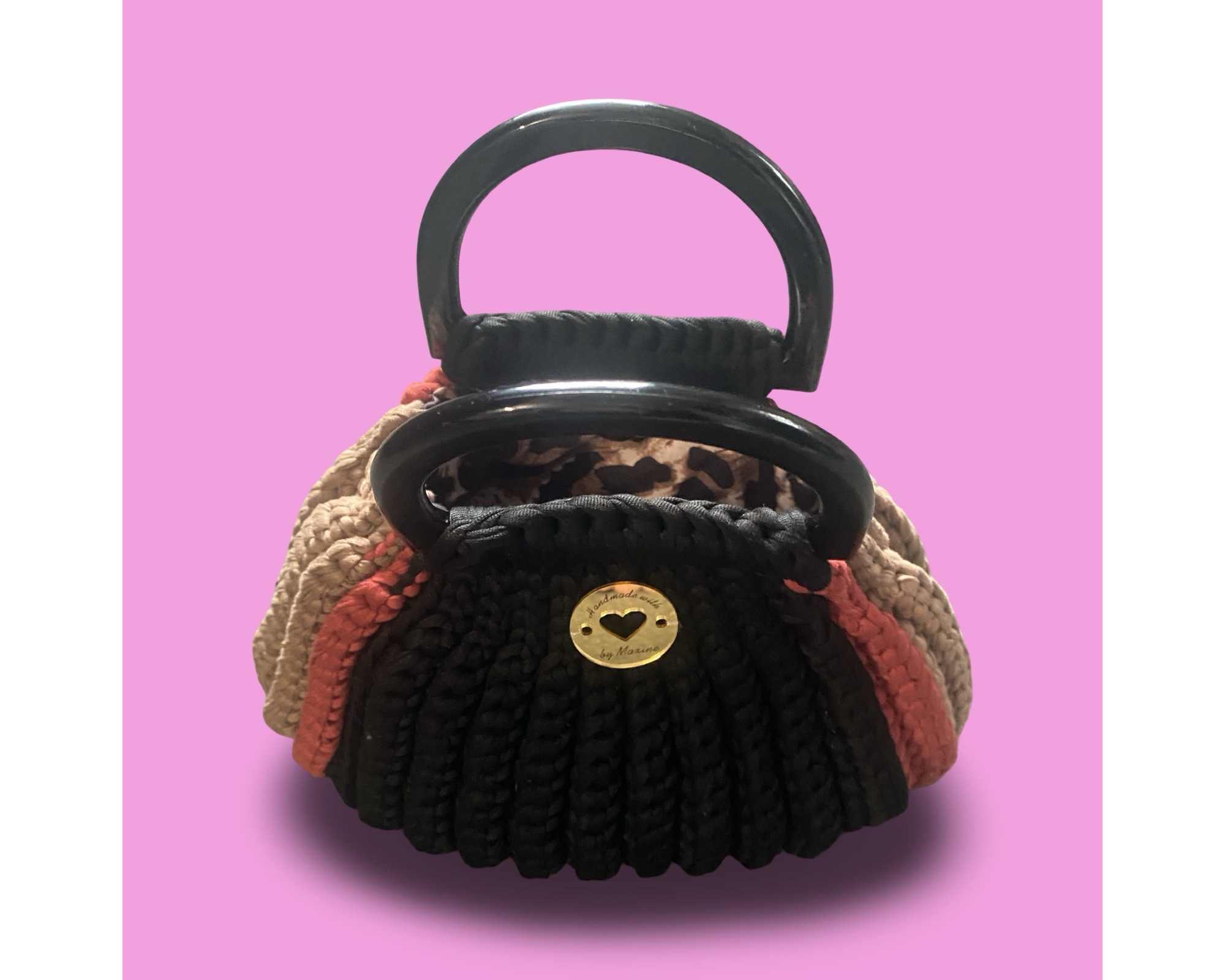 Handmade crochet multi colour handbag #0046 - Image 4