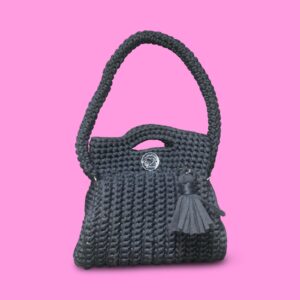 Handmade crochet black shoulder bag #0047