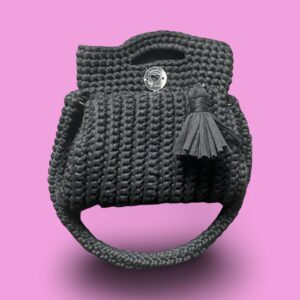 Handmade crochet black shoulder bag #0047 - Image 2
