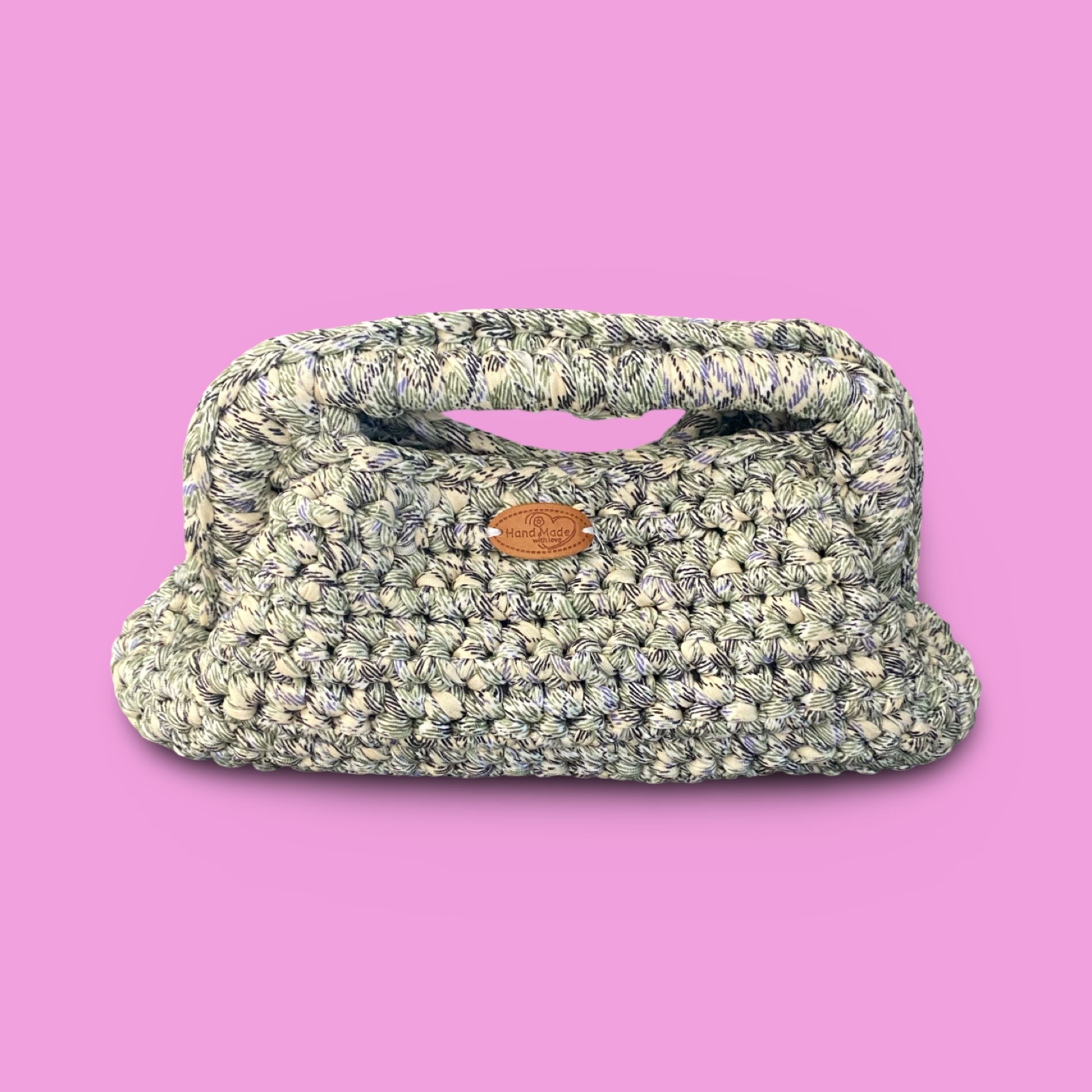 Green multi crochet clutch bag #0003 - Image 1