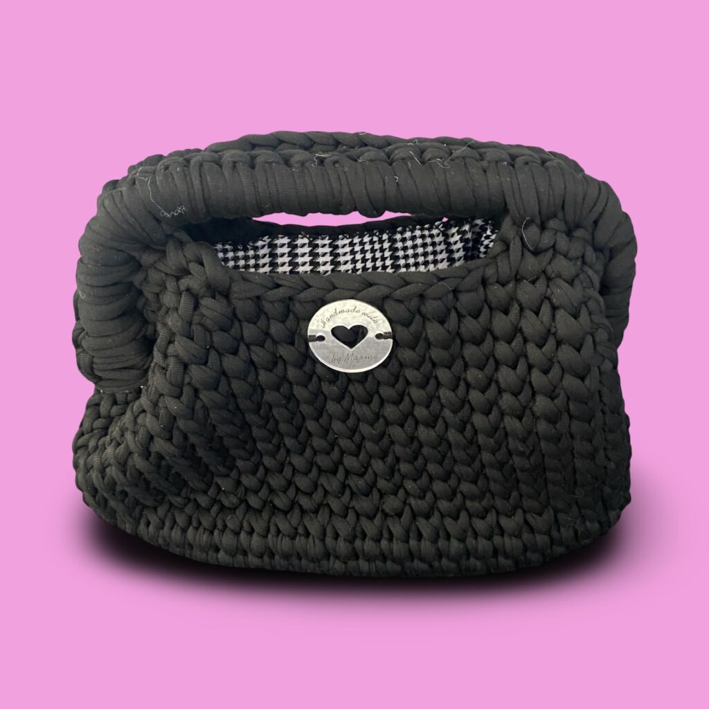 Black crochet clutch bag #0034
