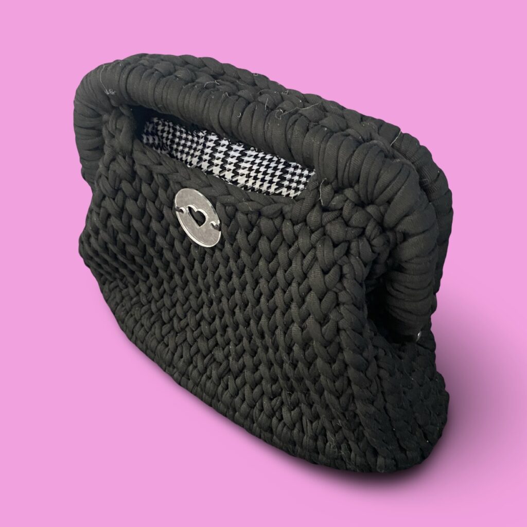 Black crochet clutch bag #0034