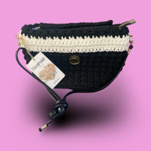 Black and white crochet shoulder bag #0031 - Image 2