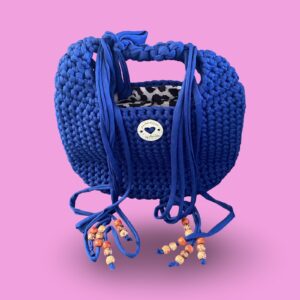 Royal blue crochet hand bag with adjustable strap #0030