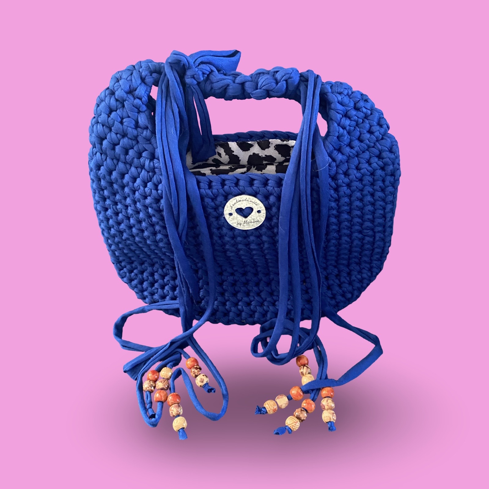 Royal blue crochet hand bag with adjustable strap #0030 - Image 1