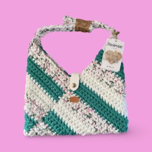 Multi colour crochet tote bag #0028 - Image 4