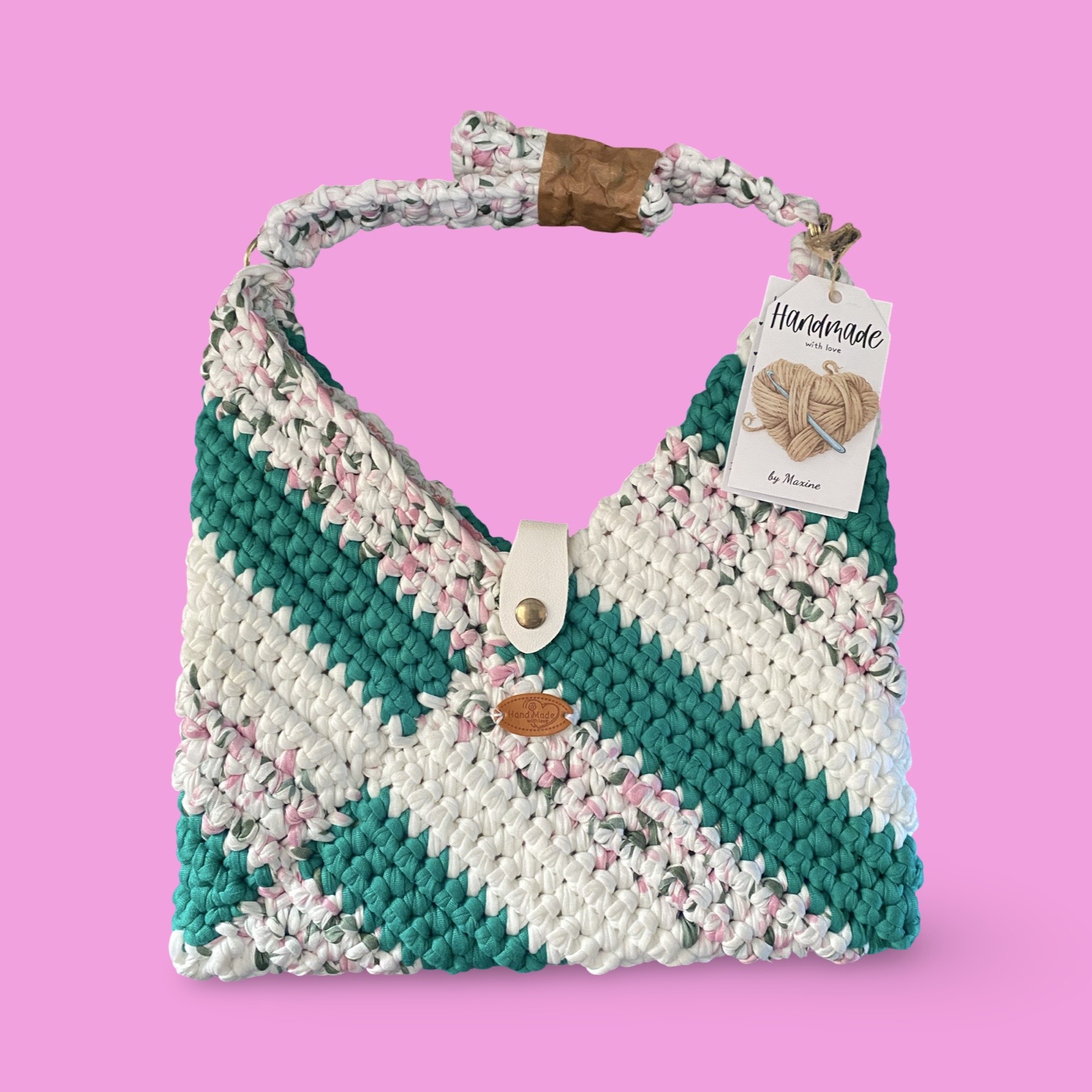 Multi colour crochet tote bag #0028 - Image 4