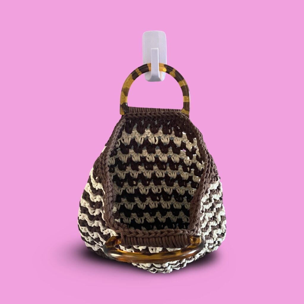 Small Brown and cream crochet shopping bag #0042