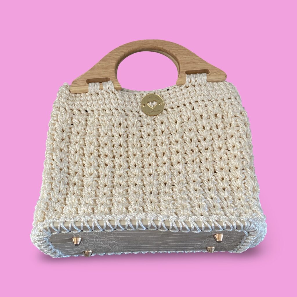 Cream crochet hand bag #0043