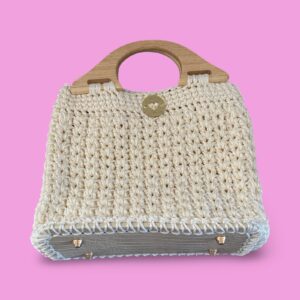 Cream crochet hand bag #0043