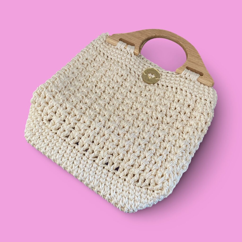 Cream crochet hand bag #0043