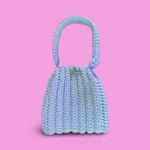 Baby blue crochet hand bag #0038
