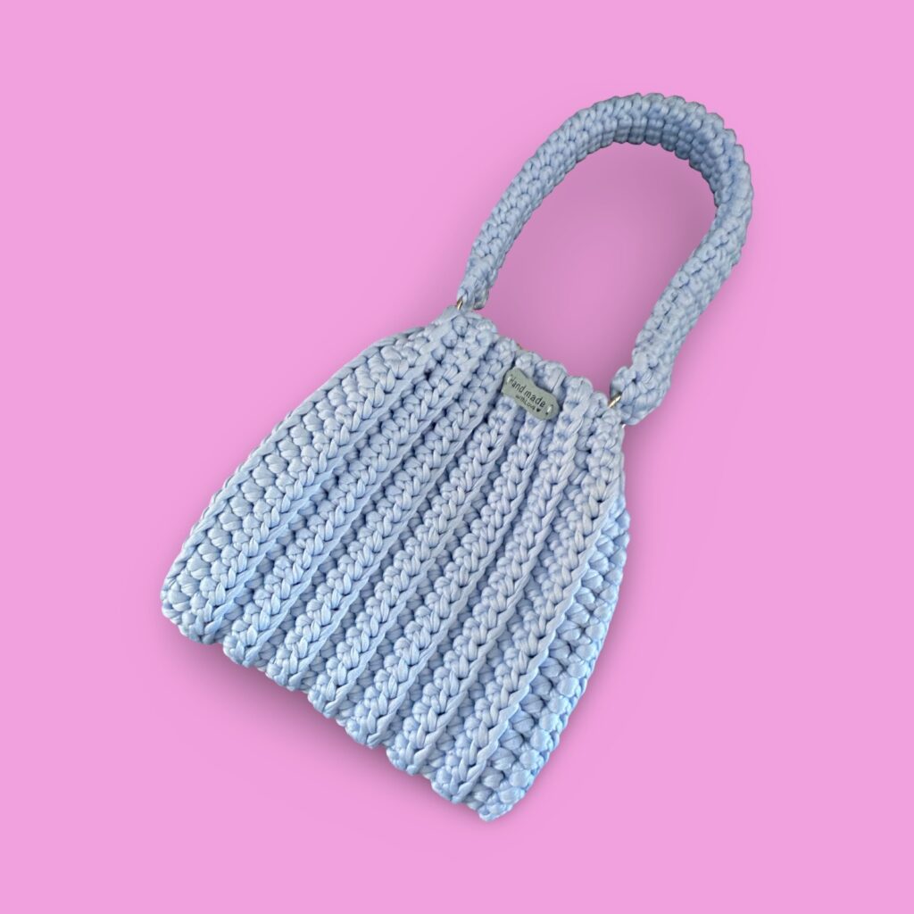 Baby blue crochet hand bag #0038
