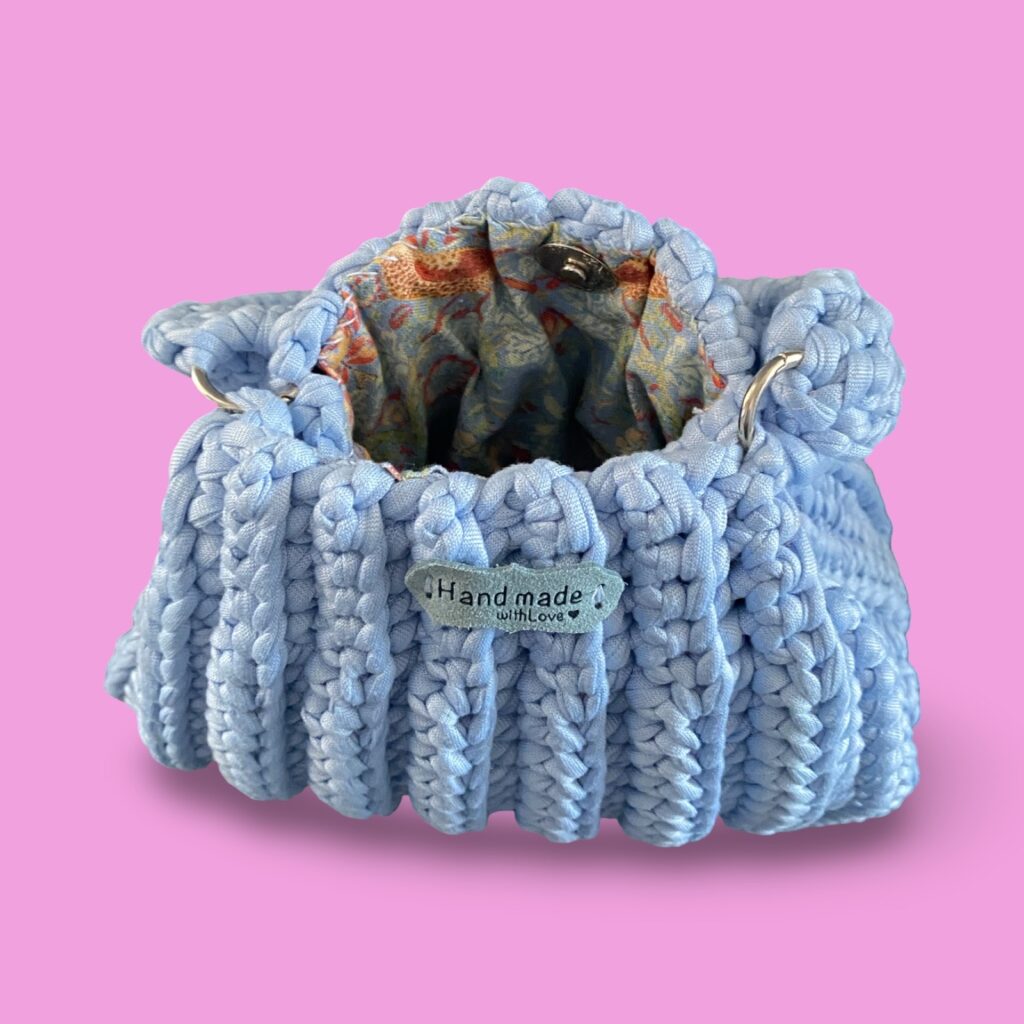 Baby blue crochet hand bag #0038