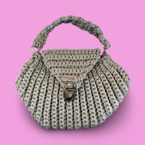 Grey crochet hand bag #0023