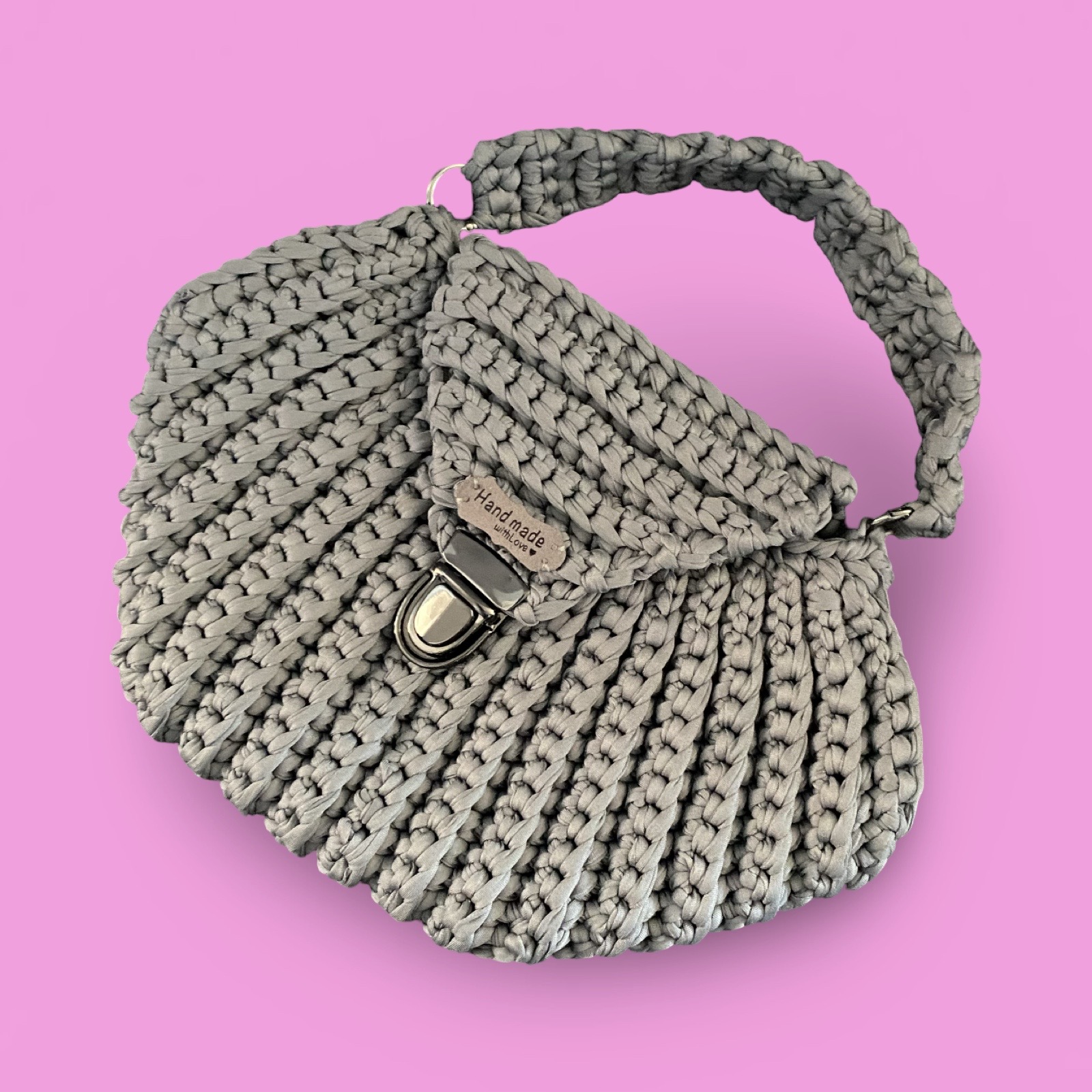 Grey crochet hand bag #0023 - Image 2