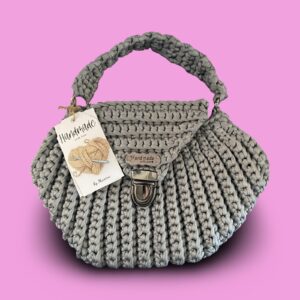 Grey crochet hand bag #0023 - Image 4