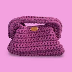 Small purple crochet clutch bag #0002