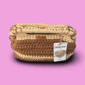 Brown and cream crochet clutch bag #0025 - Image 5