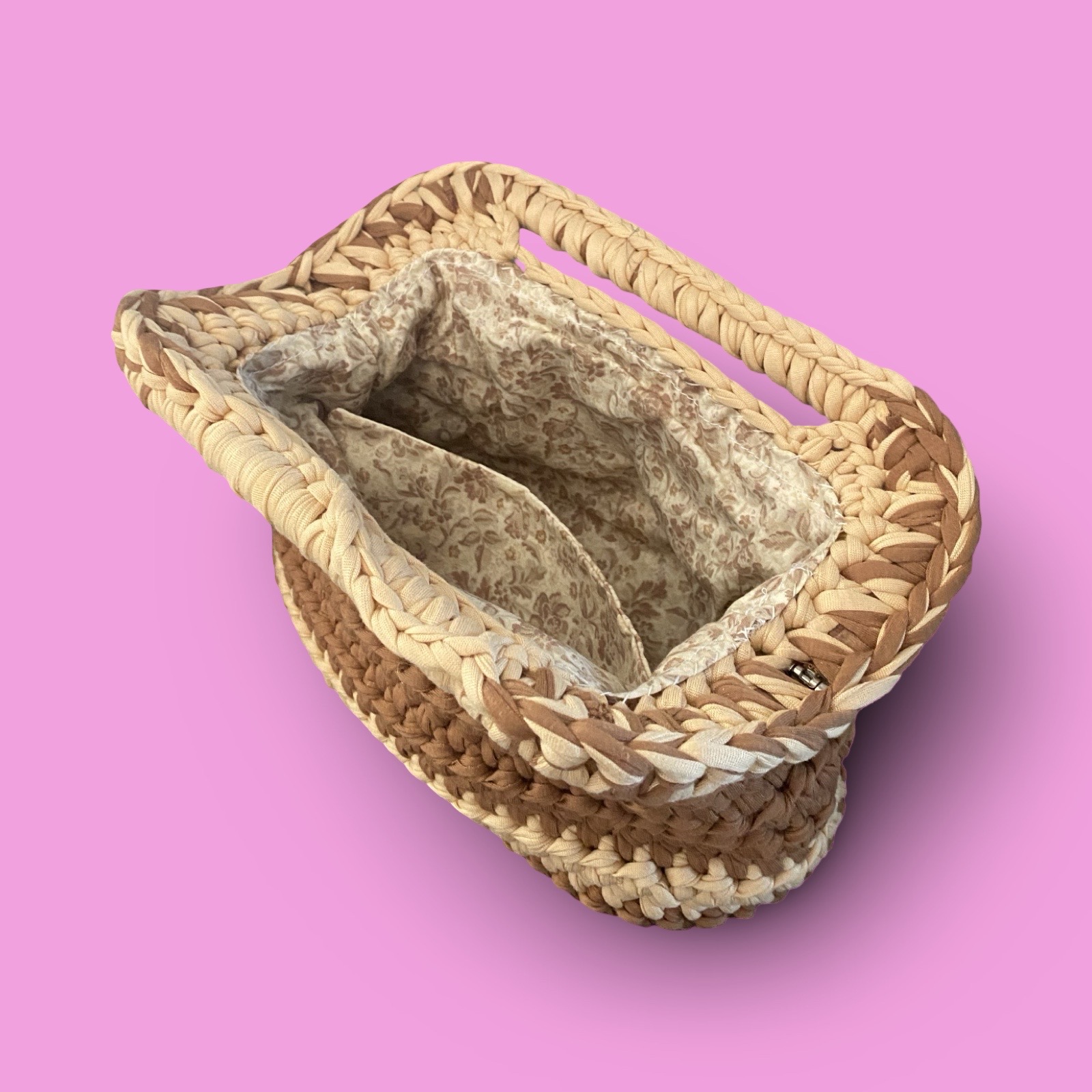 Brown and cream crochet clutch bag #0025 - Image 4