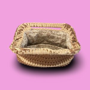 Brown and cream crochet clutch bag #0025 - Image 3