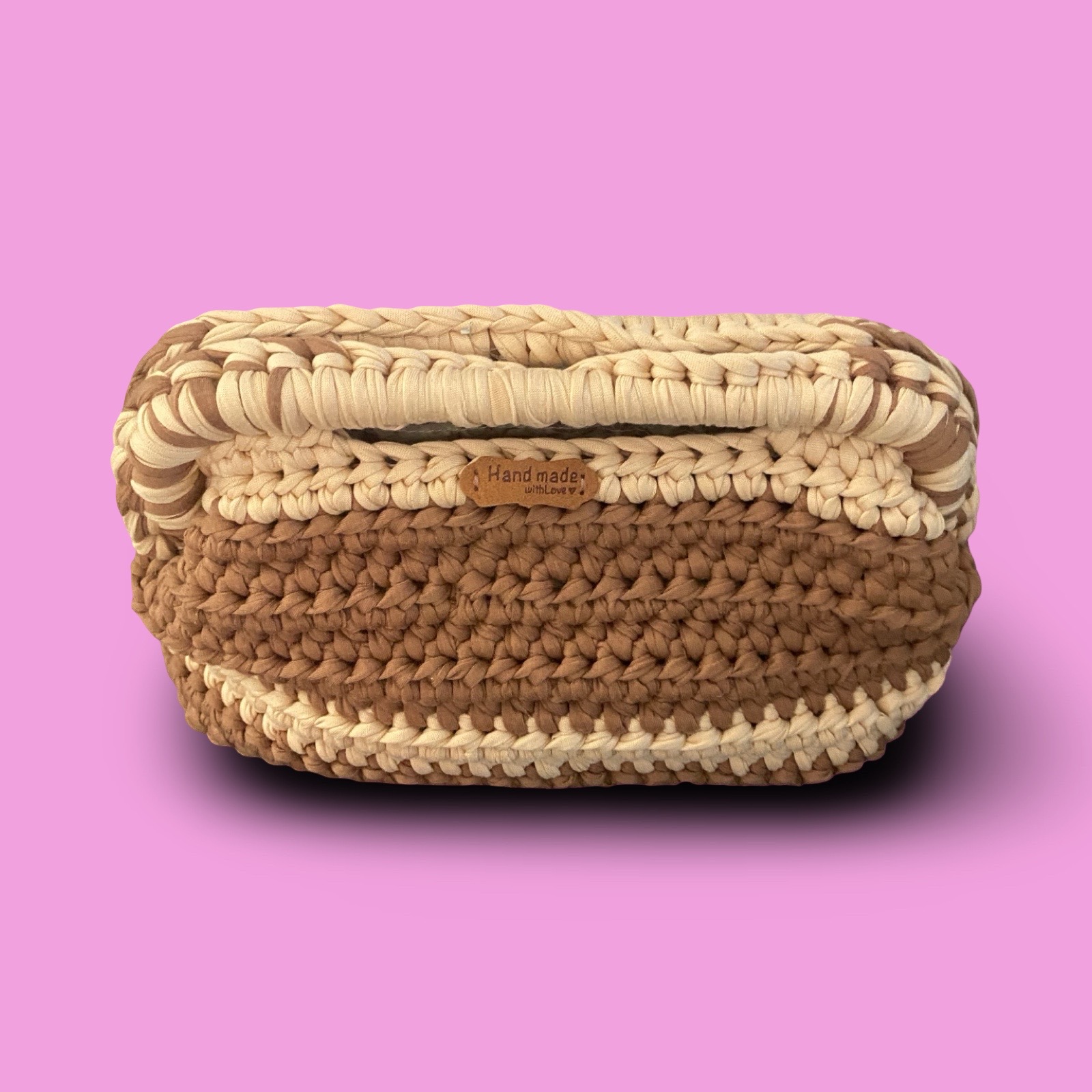 Brown and cream crochet clutch bag #0025 - Image 1