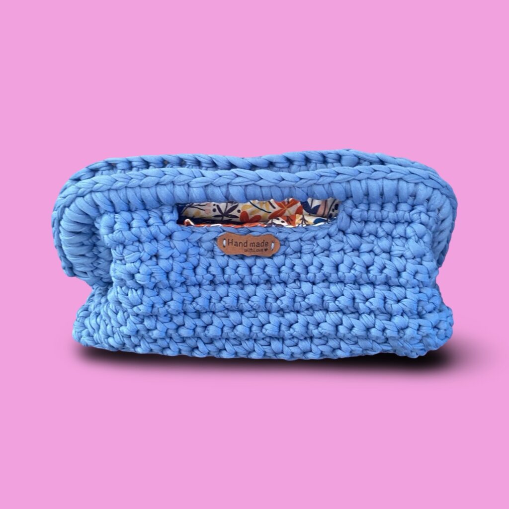 Blue crochet clutch bag #0005