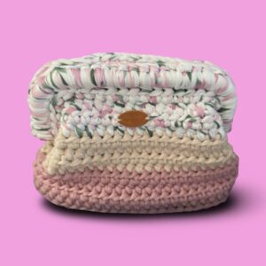 Small multi colour crochet clutch bag #0027