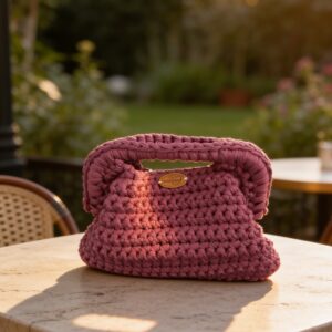 Small purple crochet clutch bag #0002 - Image 5