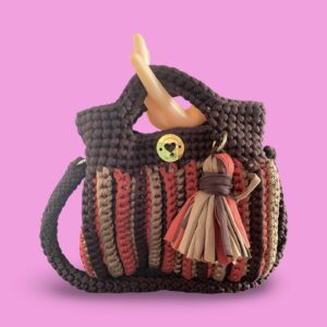 Handmade crochet multi colour hand bag #0044 - Image 2