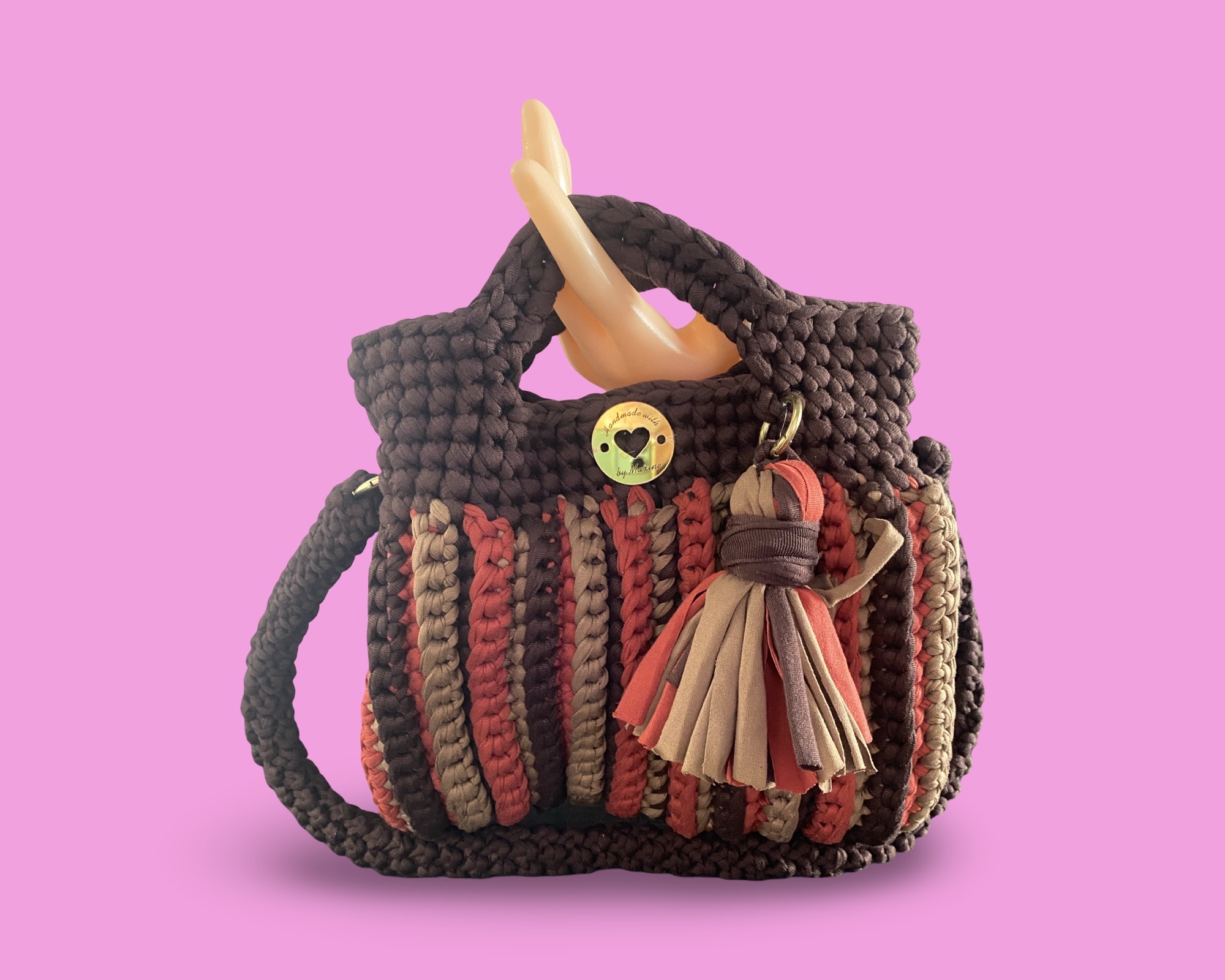 Handmade crochet multi colour hand bag #0044 - Image 2