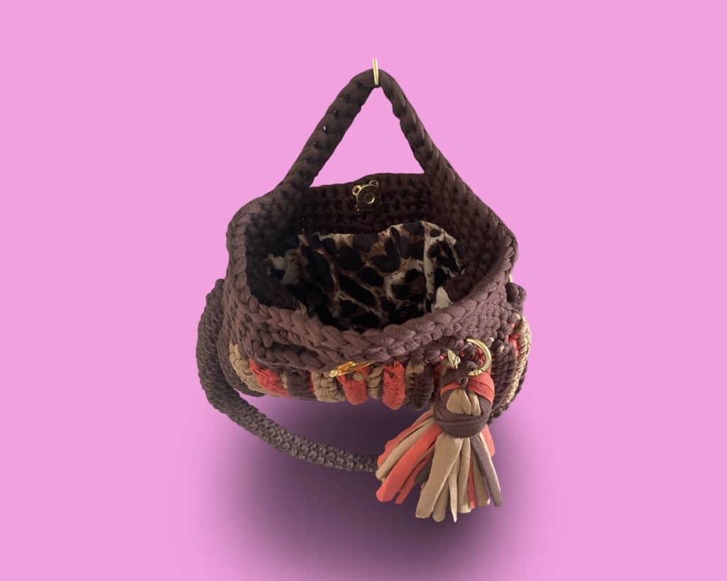 Handmade crochet multi colour hand bag #0044