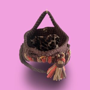 Handmade crochet multi colour hand bag #0044 - Image 4