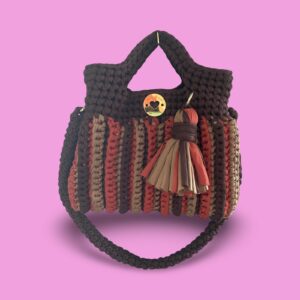 Handmade crochet multi colour hand bag #0044