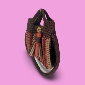 Handmade crochet multi colour hand bag #0044 - Image 3