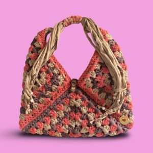 Handmade crochet multi colour adjustable tote bag #0045
