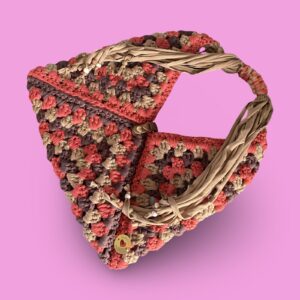 Handmade crochet multi colour adjustable tote bag #0045 - Image 2