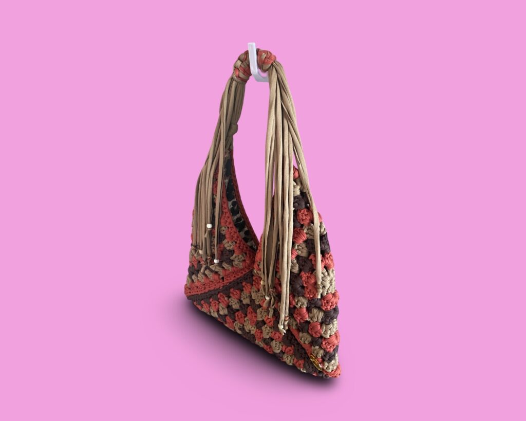 Handmade crochet multi colour adjustable tote bag #0045
