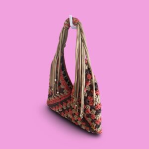 Handmade crochet multi colour adjustable tote bag #0045 - Image 3